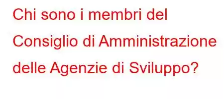 Chi sono i membri del Consiglio di Amministrazione delle Agenzie di Sviluppo?