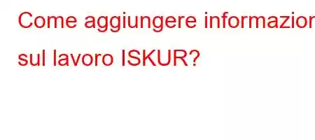 Come aggiungere informazioni sul lavoro ISKUR?