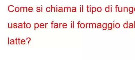 Come si chiama il tipo di fungo usato per fare il formaggio dal latte?