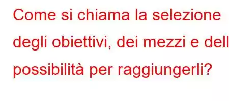 Come si chiama la selezione degli obiettivi, dei mezzi e delle possibilità per raggiungerli