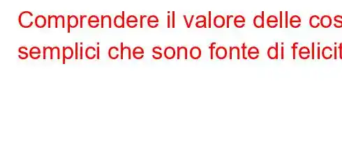 Comprendere il valore delle cose semplici che sono fonte di felicità