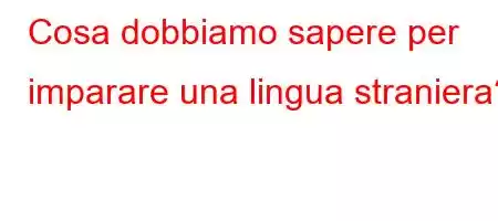 Cosa dobbiamo sapere per imparare una lingua straniera?