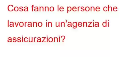 Cosa fanno le persone che lavorano in un'agenzia di assicurazioni