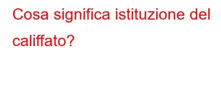 Cosa significa istituzione del califfato?