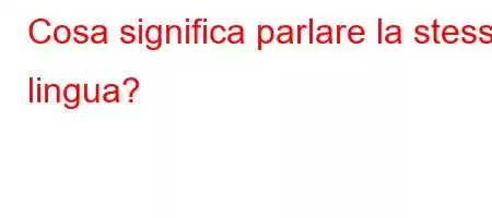 Cosa significa parlare la stessa lingua?