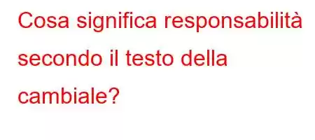 Cosa significa responsabilità secondo il testo della cambiale