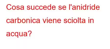 Cosa succede se l'anidride carbonica viene sciolta in acqua