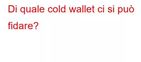 Di quale cold wallet ci si può fidare