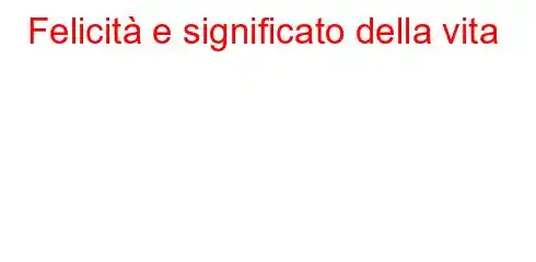 Felicità e significato della vita