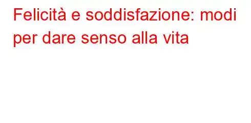 Felicità e soddisfazione: modi per dare senso alla vita