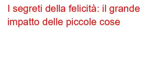 I segreti della felicità: il grande impatto delle piccole cose