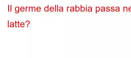 Il germe della rabbia passa nel latte?