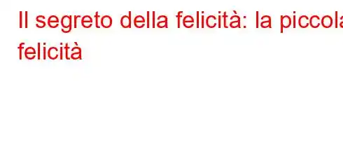 Il segreto della felicità: la piccola felicità