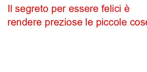 Il segreto per essere felici è rendere preziose le piccole cose