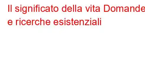 Il significato della vita Domande e ricerche esistenziali