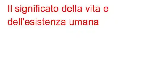 Il significato della vita e dell'esistenza umana