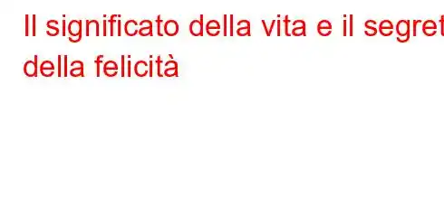 Il significato della vita e il segreto della felicità