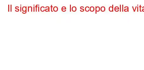 Il significato e lo scopo della vita