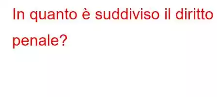 In quanto è suddiviso il diritto penale?