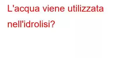 L'acqua viene utilizzata nell'idrolisi