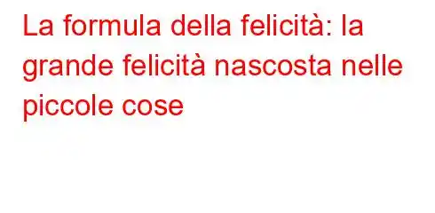 La formula della felicità: la grande felicità nascosta nelle piccole cose