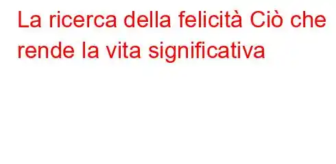 La ricerca della felicità Ciò che rende la vita significativa