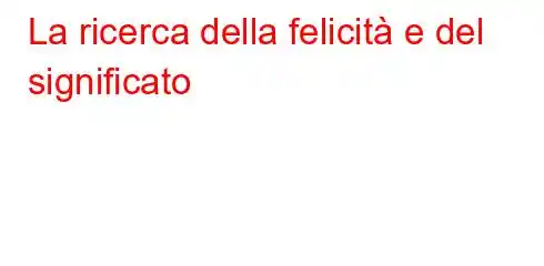 La ricerca della felicità e del significato