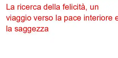 La ricerca della felicità, un viaggio verso la pace interiore e la saggezza