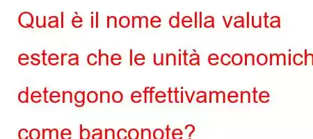 Qual è il nome della valuta estera che le unità economiche detengono effettivamente come banconote?