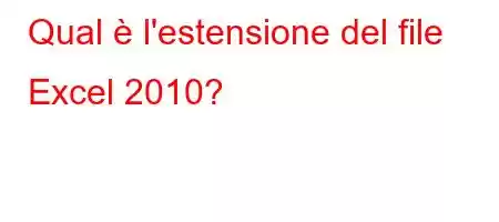 Qual è l'estensione del file Excel 2010?