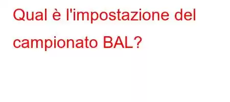 Qual è l'impostazione del campionato BAL