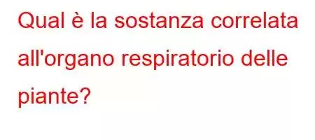 Qual è la sostanza correlata all'organo respiratorio delle piante?