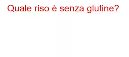 Quale riso è senza glutine?