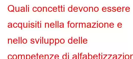 Quali concetti devono essere acquisiti nella formazione e nello sviluppo delle competenze di alfabetizzazione finanziaria nei bambini?