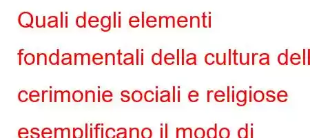 Quali degli elementi fondamentali della cultura delle cerimonie sociali e religiose esemplificano il modo di salutare e mostrare rispetto per l'altro