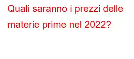 Quali saranno i prezzi delle materie prime nel 2022?