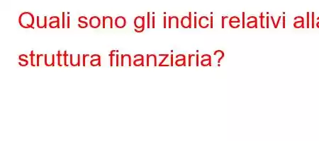 Quali sono gli indici relativi alla struttura finanziaria?