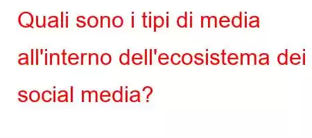 Quali sono i tipi di media all'interno dell'ecosistema dei social media