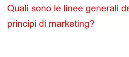 Quali sono le linee generali dei principi di marketing?