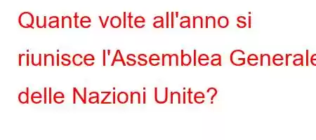 Quante volte all'anno si riunisce l'Assemblea Generale delle Nazioni Unite