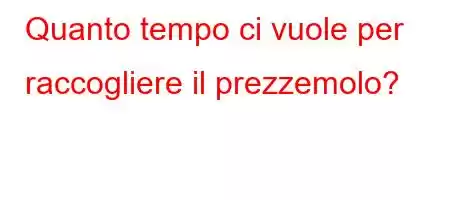 Quanto tempo ci vuole per raccogliere il prezzemolo?