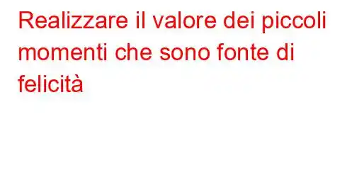 Realizzare il valore dei piccoli momenti che sono fonte di felicità