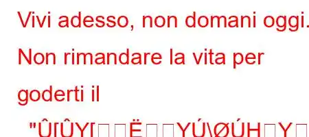 Vivi adesso, non domani oggi. Non rimandare la vita per goderti il  